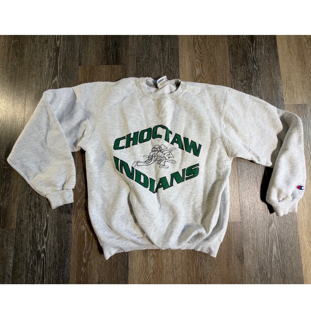 Champion Sweatshirt Mens Small Grey Choctaw Indians Graphic Crewneck Fleece